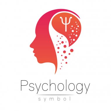 Modern head sign of Psychology. Profile Human. Letter Psi. Creative style. Symbol in vector. Design concept. Brand company. Pink color isolated on white background. Icon for web, print clipart