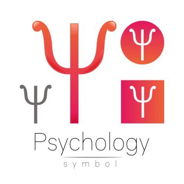 Modern logo psikoloji. Psi. Yaratıcı tarzı. Logo vektör. Tasarım konsepti. Marka şirket. Beyaz arka plan üzerinde pembe renk mektup. Web, baskı, kart, el ilanı simgesi.