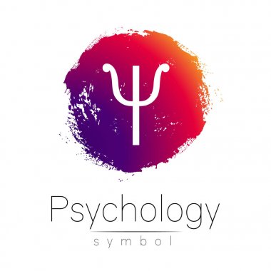 Modern logo psikoloji. Psi. Yaratıcı tarzı. Logo vektör. Tasarım konsepti. Marka şirket. Pembe renkli leke ve beyaz zemin üzerine mektup. Web, baskı, kart, el ilanı simgesi. Fırça darbesi