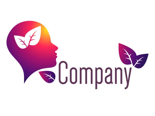 Modern baş logo psikoloji. Profil insan. Yaratıcı tarzı. Logo vektör. Tasarım konsepti. Marka şirket. Beyaz arka plan üzerinde izole mor kırmızı renk. Web, baskı, kart, el ilanı simgesi.