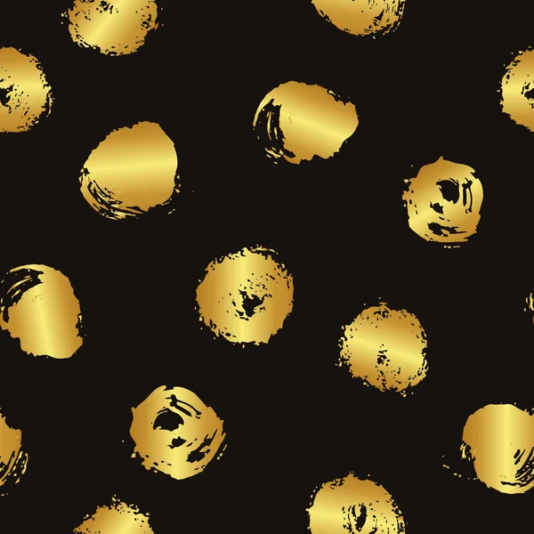 Διάνυσμα απρόσκοπτη μοτίβο με βούρτσα blots και κύκλος. Χρυσό ντεγκραντέ χρώμα σε μαύρο φόντο. Χειροποίητη υφή grange. Τα γεωμετρικά στοιχεία του μελανιού. Μοντέρνο στυλ μόδα. φωτεινό παφλασμό — Διανυσματικό Αρχείο