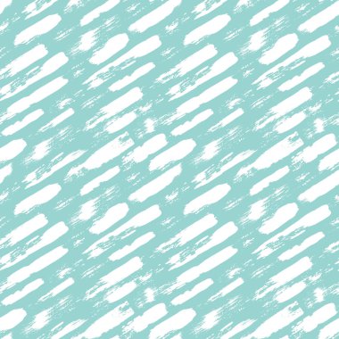 Vektör Dikişsiz desen fırça çizgileri ve vuruş. Mavi zemin üzerine beyaz renk. Grange doku el boyalı. Mürekkep geometrik öğeleri. Moda modern tarzı. Sonsuz kumaş baskı. Okul yaz