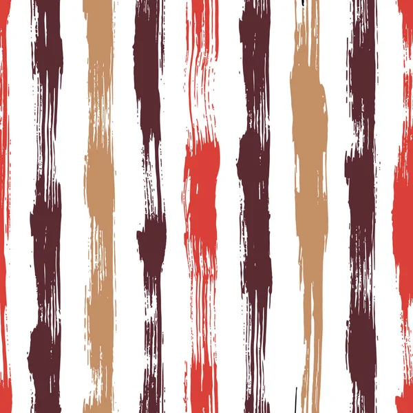 Vector seamless pattern with brush stripes and strokes. Red pink color on white background. Hand painted grange texture. Ink geometric elements. Fashion modern style. Endless trend print. Unusual — Stock Vector