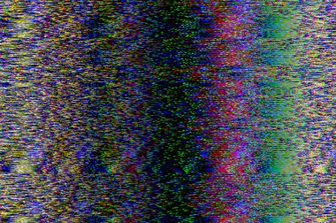 Arızalı psikedelik arka plan. Eski TV ekran hatası. Dijital piksel gürültü soyut tasarım. Fotoğraf arızası. Televizyon sinyali kesildi. Teknik sorun grunge duvar kağıdı. Renkli ses