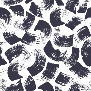  Dikişsiz desen fırça çizgileri ve vuruş. Beyaz zemin üzerine mavi renk. Grange doku el boyalı. Mürekkep geometrik öğeleri. Moda modern tarzı. Sonsuz kumaş baskı.