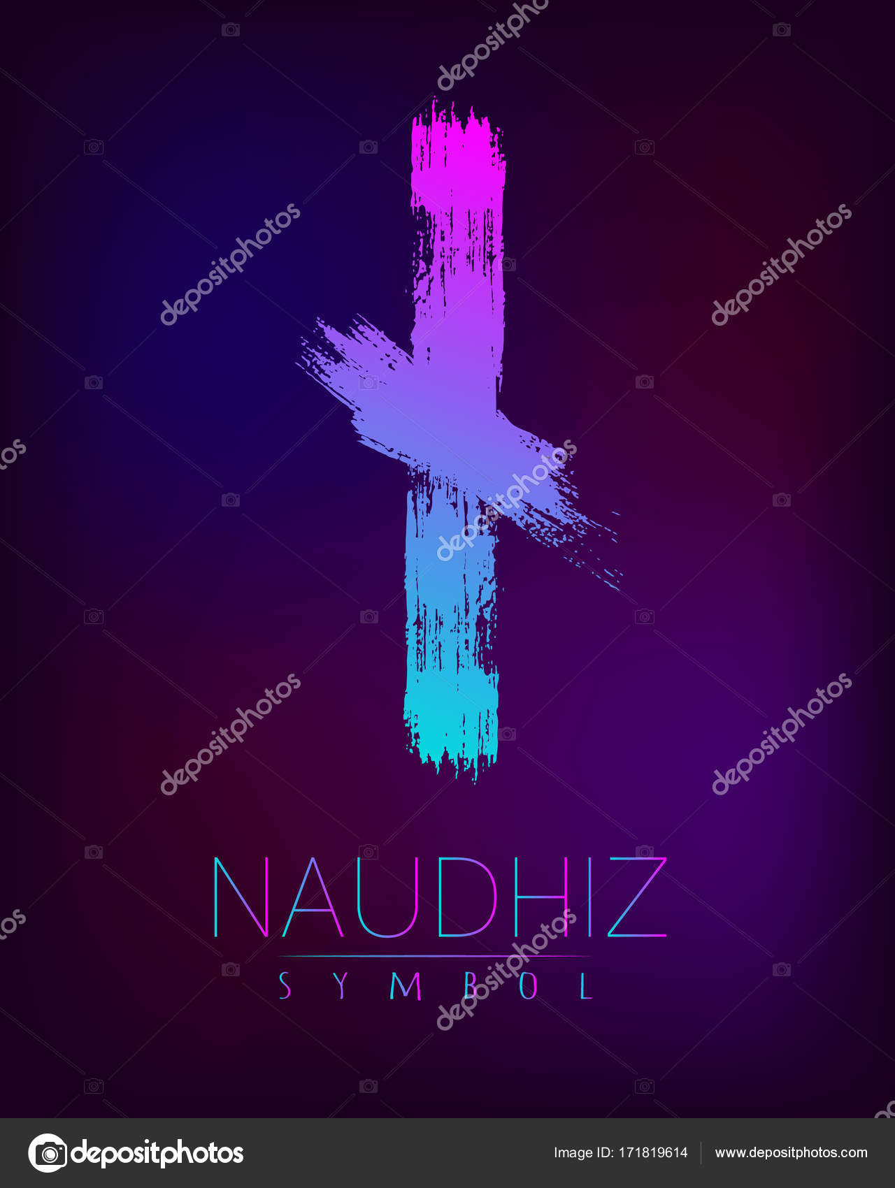 Rune Scandinavia est une illustration vectorielle de la richesse Naudhiz. Symbole des lettres