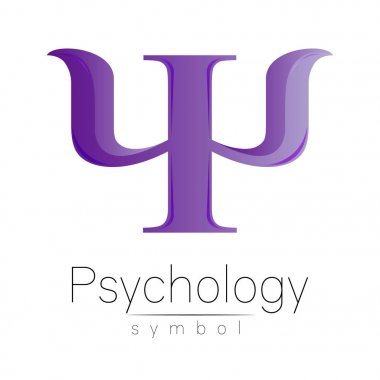 Modern logo psikoloji. Psi. Yaratıcı tarzı. Logo vektör. Tasarım konsepti. Marka şirket. Menekşe eğilim renk mektup beyaz arka plan üzerinde. Web, baskı, kart, el ilanı simgesi.