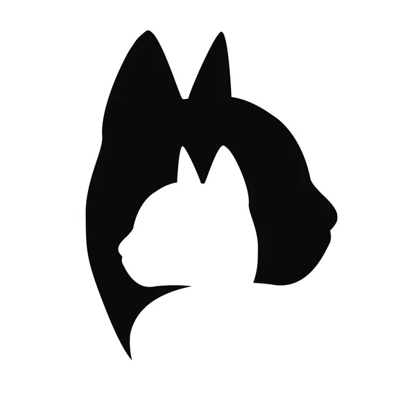 Macska gond logó fekete színű, fehér háttér. Elszigetelt vektoros illusztráció. Mancs kisállat szimbólum. Zoopsychology, bolt, logo, web, fogalma, identitás, Klinika, állat, állati takarmány jel. — Stock Vector