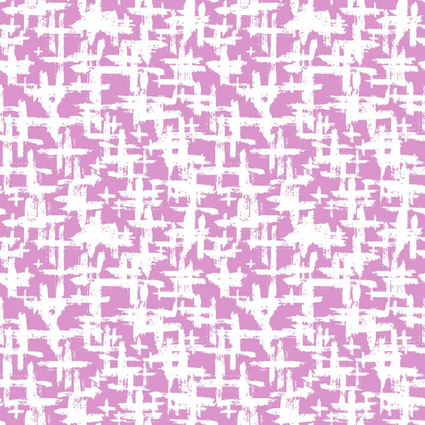 Aquarell nahtloses Muster mit Pinselkreuz und Strichen. weiße Farbe auf rosa Hintergrund. handbemalte Grange Textur. Tinte geometrischen Elementen. Mode modernen Stils. endloser Stoffdruck. — Stockfoto