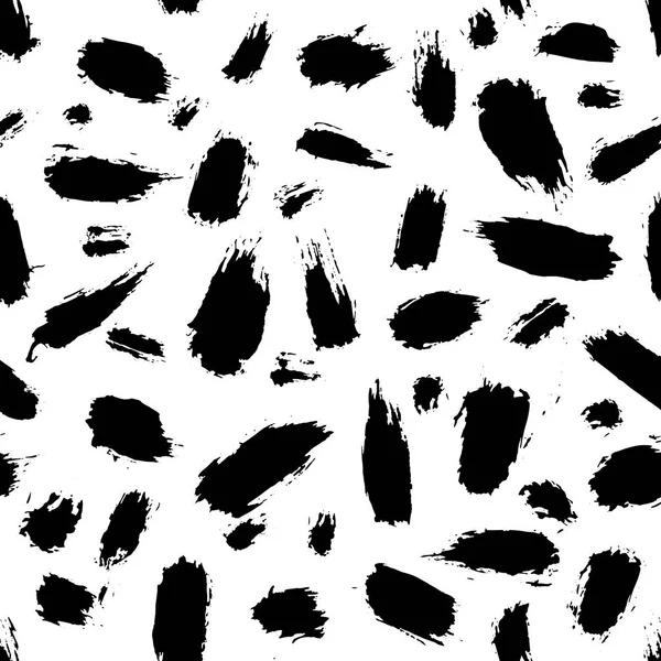 Vector seamless pattern. Abstract background with brush strokes. Monochrome hand drawn texture. Black color. Grange paint blot and dot. Stripe, stroke for school and teen, kid design