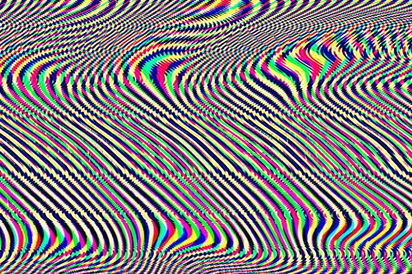 Glitch fundo psicodélico. Erro na tela da TV antiga. Design abstrato de ruído de pixel digital. Insectos informáticos. O sinal da televisão falha. Problema técnico grunge papel de parede. Ruído colorido — Fotografia de Stock