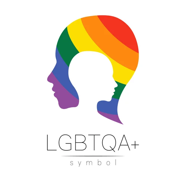 Vector LGBTQA symbol. Pride flag background. Icon for gay, lesbian, bisexual, transsexual, queer and allies person. Can be use for sign activism, psychology or counseling. LGBT isolated on white. — Stock Vector