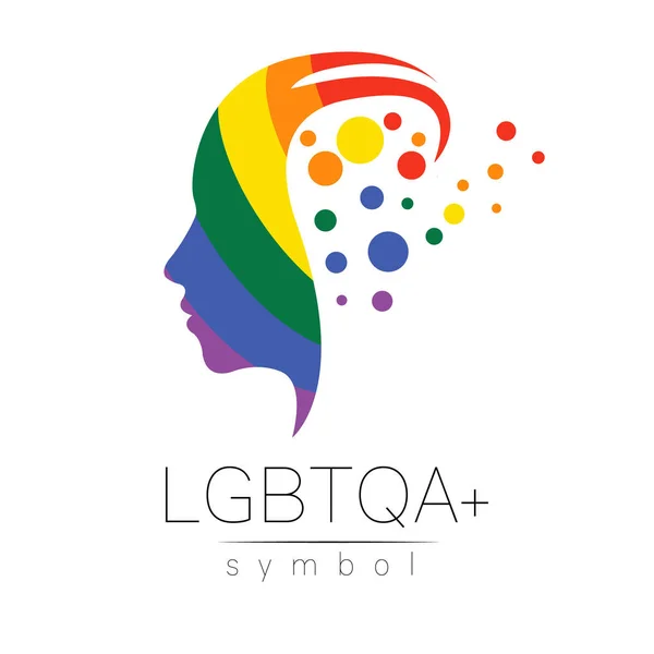 Vector LGBTQA symbol. Pride flag background. Icon for gay, lesbian, bisexual, transsexual, queer and allies person. Can be use for sign activism, psychology or counseling. LGBT isolated on white. — Stock Vector