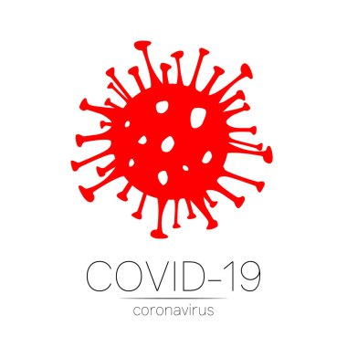 Coronavirus kırmızı vektör simgesi. 2019-ncov bakterisi beyaz arka planda izole edildi. Covid-19 Wuhan Corona virüs işareti. Sars pandemik konsept sembolü. Çin. İnsan sağlığı ve sağlık.