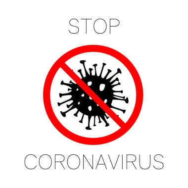 Tehlikeli Coronavirus kırmızı ve siyah vektör ikon. 2019-ncov bakterisi beyaz arka planda izole edildi. Covid-19 Wuhan Corona virüsü Sars salgınının sembolü. Çin. İnsan sağlığı ve sağlık