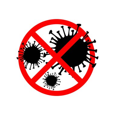 Tehlikeli Coronavirus kırmızı ve siyah vektör ikon. 2019-ncov bakterisi beyaz arka planda izole edildi. Covid-19 Wuhan Corona virüs işareti. Salgın konsept sembolünü durdurun. Çin. İnsan sağlığı ve sağlık