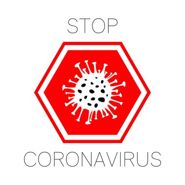Tehlikeli Coronavirus kırmızı vektör ikonu. 2019-ncov bakterisi beyaz arka planda izole edildi. Covid-19 Wuhan Corona virüs işareti. Salgın konsept sembolünü durdurun. Çin. İnsan sağlığı ve sağlık