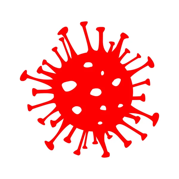 Ícone vetorial vermelho do Coronavirus. 2019-nCoV bactérias isoladas em fundo branco. COVID-19 Wuhan corona vírus da doença sinal. Símbolo de conceito pandémico SARS. A China. Saúde humana e medicina . —  Vetores de Stock