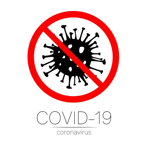 Ikon vektor merah dan hitam Coronavirus berbahaya. Bakteri 2019-nCoV diisolasi dengan latar belakang putih. Penyakit virus COVID-19 Wuhan corona menandai simbol konsep pandemi SARS. Cina. Kesehatan manusia dan medis - Stok Vektor