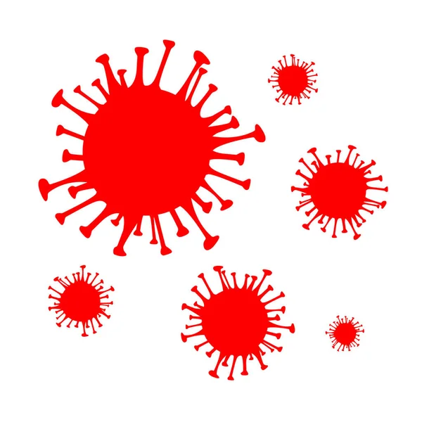 Coronavirus vector rojo Icono. Bacterias 2019-nCoV aisladas sobre fondo blanco. COVID-19 Signo de enfermedad del virus de la corona de Wuhan. SARS símbolo concepto pandémico. De China. Salud humana y medicina . — Vector de stock