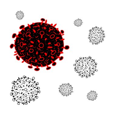 Beyaz arka planda 2019 ncov bakteri seti. Coronavirus vektör simgesi. Covid-19 bakteri korona virüsü hastalığı işareti. Sars pandemik konsept sembolü. Salgın. İnsan sağlığı ve sağlık.
