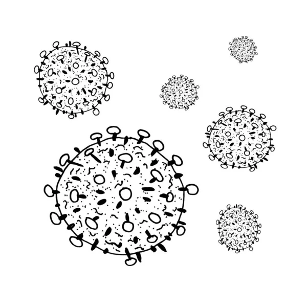 Conjunto de bacterias 2019-nCoV sobre fondo blanco. Icono vector Coronavirus. COVID-19 bacteria corona virus enfermedad signo. SARS símbolo concepto pandémico. Pandemia. Salud humana y medicina . — Vector de stock