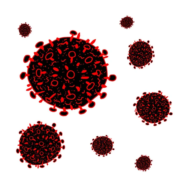 Conjunto de bacterias 2019-nCoV sobre fondo blanco. Icono de vector negro Coronavirus. COVID-19 bacteria corona virus enfermedad signo. SARS símbolo concepto pandémico. Pandemia. Salud humana y medicina . — Vector de stock