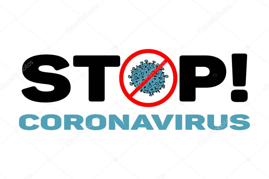 2019-nCoV bacteria isolated on white background. Coronavirus STOP blue sign vector background. COVID-19 bacteria corona virus disease . SARS pandemic concept symbol. Human health medical