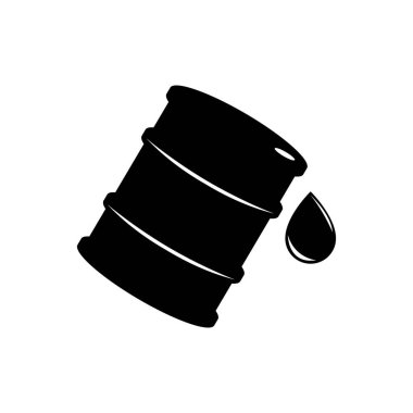 Yağın vektör işareti. Beyaz arka planda siyah sembol petrolü izole edilmiş. Fıçı silueti ve leke sıvısı. Keşif endüstrisi, illüstrasyon. Petrokimya ve pazar.