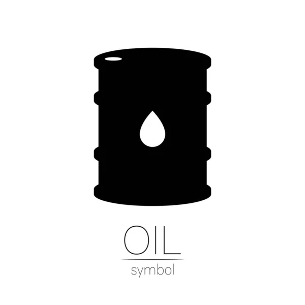 石油のベクトル記号。白い背景に隔離された黒いシンボルオイル。バレルシルエットとスポットリギッド。探検の産業、イラスト。石油化学・市場. — ストックベクタ