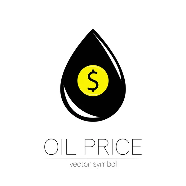 Signo vectorial de aceite líquido puntual. Dinero en dólares. Símbolo negro de petróleo aislado sobre fondo blanco. Industria de exploración — Vector de stock