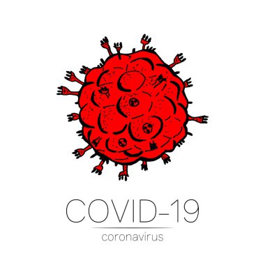 2019-nCoV kırmızı bakteri beyaz arka planda izole edildi. Coronavirus vektör simgesi. COVID-19 bakteri korona virüsü hastalığı işareti. SARS pandemik konsept sembolü. Salgın. İnsan sağlığı ve sağlık.
