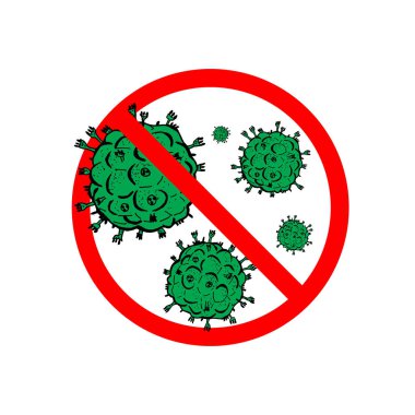 2019-ncov bakterisi beyaz arka planda izole edildi. Kırmızı daire ikon vektörü Coronavirus. Covid-19 bakteri korona virüsü hastalığı işareti. Sars pandemik konsept sembolü. Salgın. İnsan sağlığı ve sağlık.