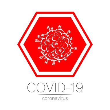 2019-ncov bakterisi beyaz arka planda izole edildi. Kırmızı işaretli Coronavirus Simgesi. Covid-19 bakteri korona virüsü hastalığı. Sars pandemik konsept sembolü. Salgın. Sağlık sigortası