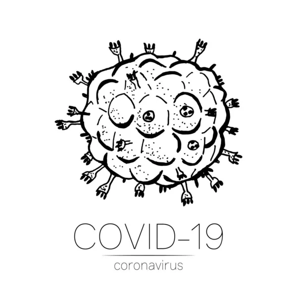 Bakteri 2019-nCoV diisolasi dengan latar belakang putih. Ikon vektor Coronavirus. COVID-19 Bakteri Corona tanda penyakit virus. Simbol konsep pandemi SARS. Pandemi. Kesehatan manusia dan medis . - Stok Vektor