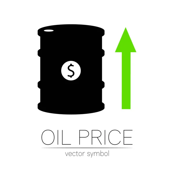 Signe vectoriel d'huile. Statistiques UP. Symbole noir pétrole isolé sur fond blanc. Silhouette du canon et liguide tache. Industrie de l'exploration, illustration . — Image vectorielle