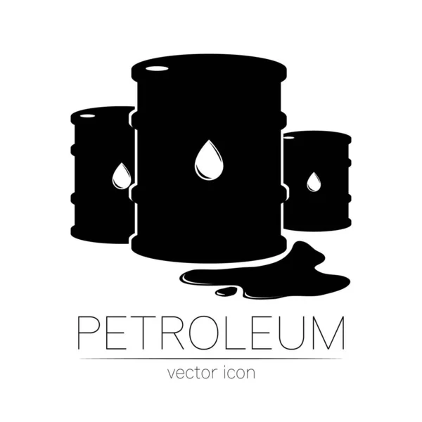 いくつかの油のベクトル記号。白い背景に隔離された黒いシンボルオイル。バレルシルエットとスポットリギッド。探検の産業、イラスト。石油化学・市場. — ストックベクタ