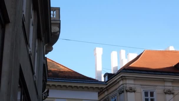 Chimneys on roofs, Vienna — Stock Video