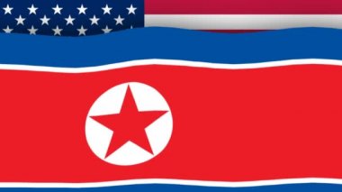 Kuzey Kore bayrağı Amerikan bayrağı önünde eriyor
