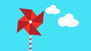 Rüzgar tarafından taşınır kırmızı bir fırıldak hareket grafik