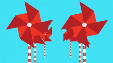 Rüzgar tarafından taşınır kırmızı bir fırıldak hareket grafik