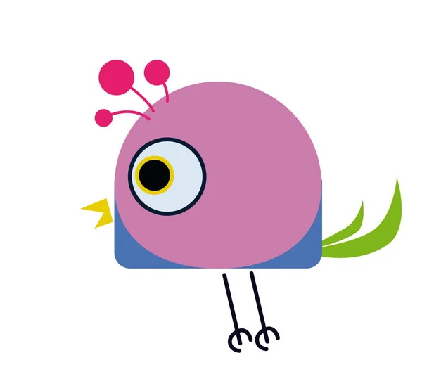 Pequeno pássaro de desenho animado colorido e alegre — Fotografia de Stock