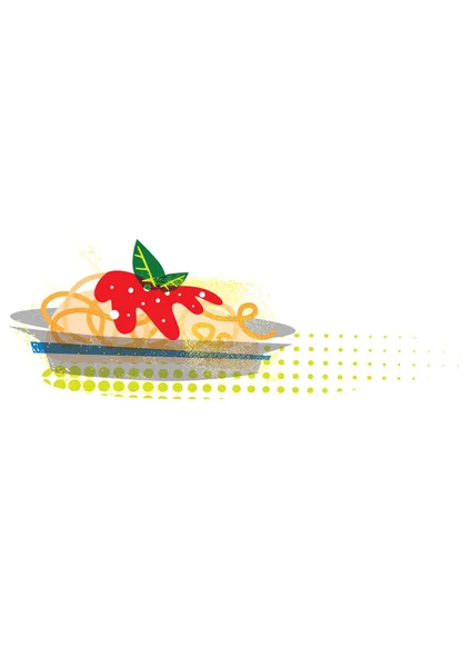 spagetti yemek illüstrasyon vintage tadı ile