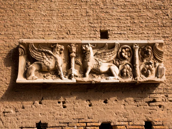 Détail Sur Les Anciennes Frises Des Anciens Palais Romains Italie — Photo