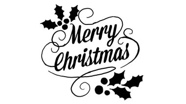Mutlu noel logosu, karatahta çizim tarzında dizayn edilmiş, Noel dönemi için ideal animasyon görüntüleri.