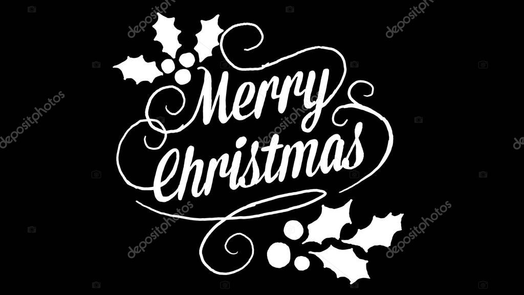 Merry christmas logo, designed in chalkboard drawing style, animated footage ideal for the Christmas period, 4k
