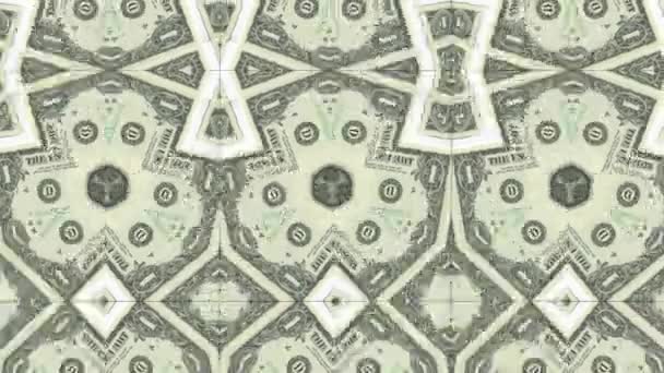 Padrão caleidoscópio de notas de dólar, filmagens ideais para representar dinheiro e comércio — Vídeo de Stock