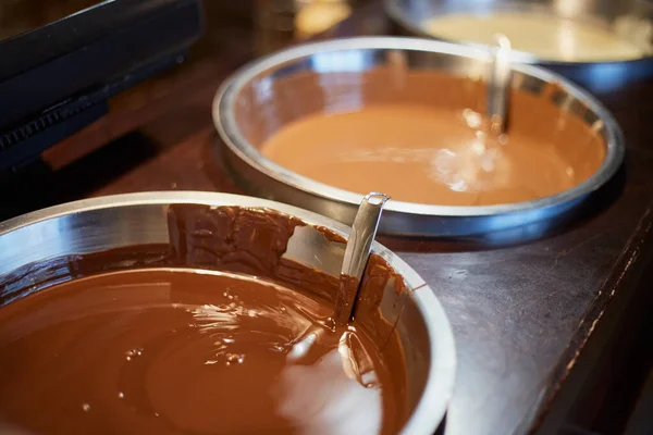 Assiette Chocolat Lait Chaud Liquide — Photo