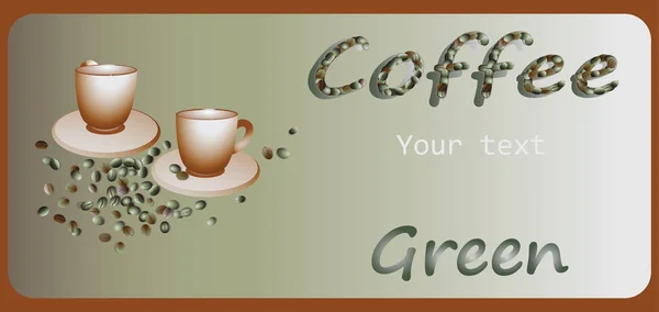 Café verde. Design de banner, poster Vector . — Vetor de Stock
