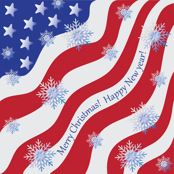 雪の結晶とアメリカ合衆国のシンボルで挨拶. — ストックベクタ